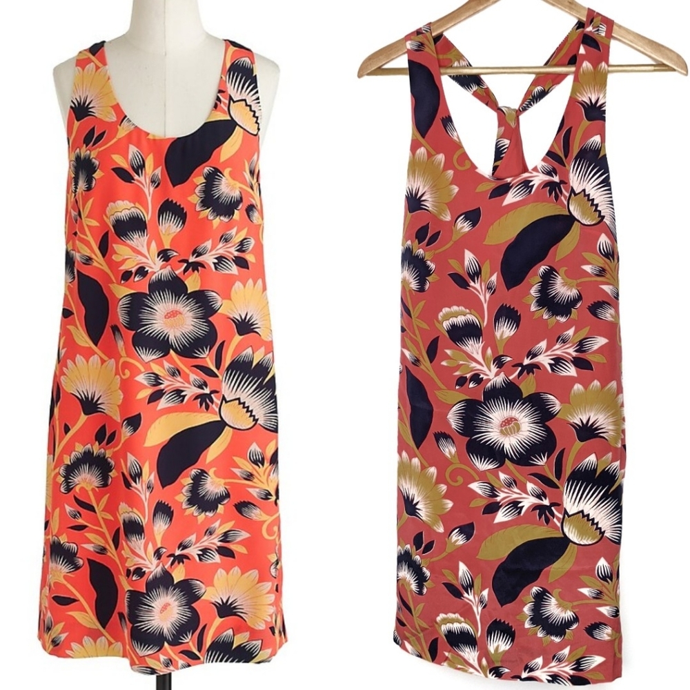 JCrew Twist Back Silk Dress in Hibiscus Floral D27